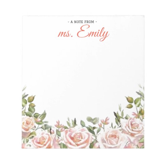 Blue Boho Waterverf Border gepersonaliseerd Notitieblok (Voorkant)