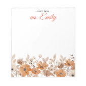 Blue Boho Waterverf Border gepersonaliseerd Notitieblok (Voorkant)