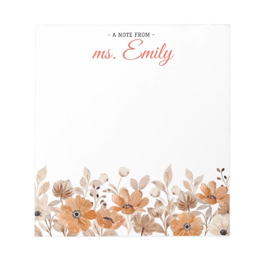 Blue Boho Waterverf Border gepersonaliseerd Notitieblok (Voorkant)