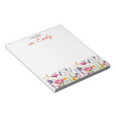 Blue Boho Waterverf Border gepersonaliseerd Notitieblok (Schuin)