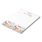 Blue Boho Waterverf Border gepersonaliseerd Notitieblok (Linkerzijde)