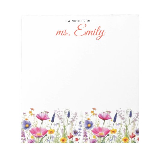 Blue Boho Waterverf Border gepersonaliseerd Notitieblok (Voorkant)