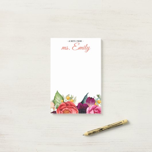 Blue Boho Waterverf Border gepersonaliseerd Post-it® Notes (Op bureau)