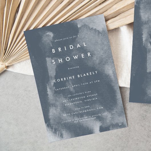 Blue Boho Waterverf bruidsdoucheuitnodiging Save The Date