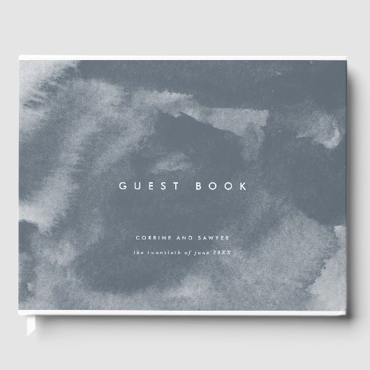 Blue Boho Waterverf bruiloft Gastenboek (Voorkant)