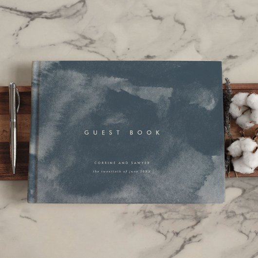 Blue Boho Waterverf bruiloft Gastenboek