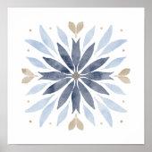 Blue Boho Waterverf Mandala Art Poster (Voorkant)