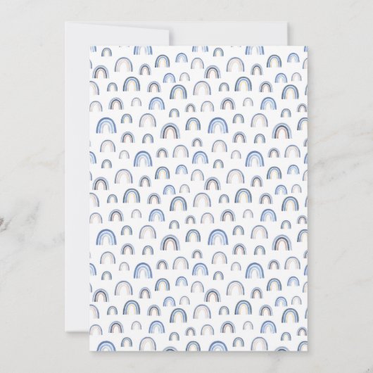 Blue Boho Waterverf Rainbow Boy Baby shower Kaart (Achterkant)