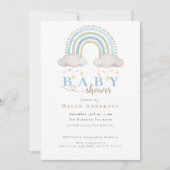Blue Boho Waterverf Rainbow Boy Baby shower Kaart (Voorkant)