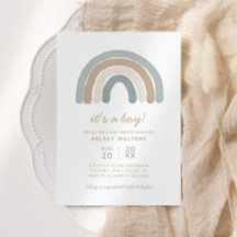 Blue Boho Waterverf Rainbow Boy Baby shower