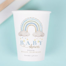 Blue Boho Waterverf Rainbow Boy Baby shower