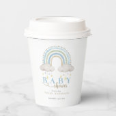 Blue Boho Waterverf Rainbow Boy Baby shower Papieren Bekers (Voorkant)