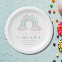 Blue Boho Waterverf Rainbow Boy Baby shower