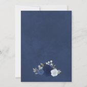 Blue Boho Waterverf Rozen Foto Onderlay Wedding Kaart (Achterkant)