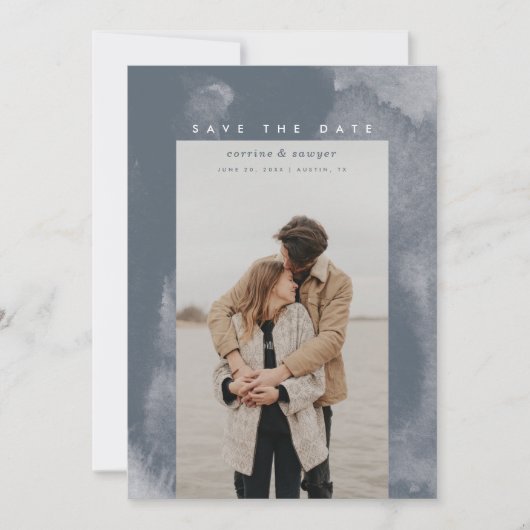 Blue Boho Waterverf Sla de datum op Save The Date (Voorkant)