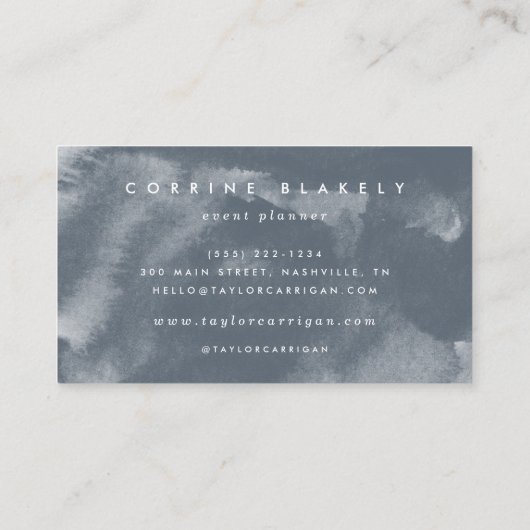 Blue Boho Waterverf Visitekaartje (Achterkant)