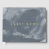 Blue Boho Waterverf Wedding Gold Folie Gastenboek (Voorkant)
