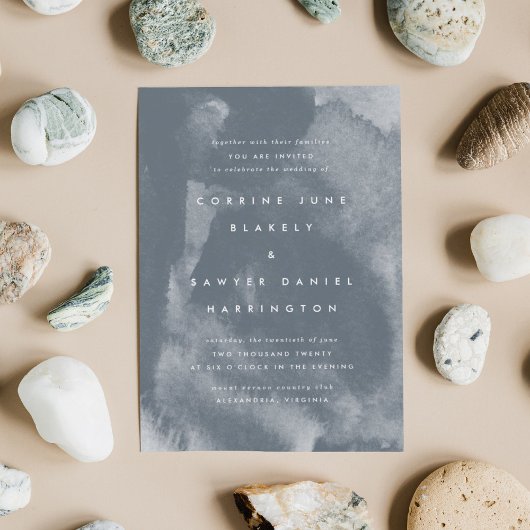 Blue Boho Waterverf Wedding Invitation Save The Date