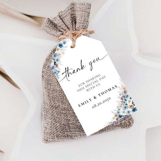 Blue Boho Wedding Ceremony Gift Label Cadeaulabel