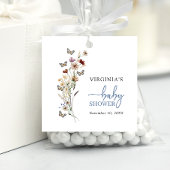 Blue Boho Wildflower Baby shower Bedankjes Labels