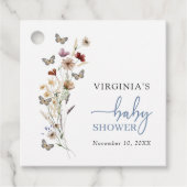 Blue Boho Wildflower Baby shower Bedankjes Labels (Voorkant)
