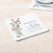 Blue Boho Wildflower Baby shower Onderzetter (Schuin)