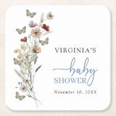 Blue Boho Wildflower Baby shower Onderzetter (Voorkant)