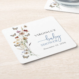 Blue Boho Wildflower Baby shower Onderzetter