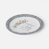Blue Boho Wildflower Baby shower Papieren Bordje (Gekanteld)
