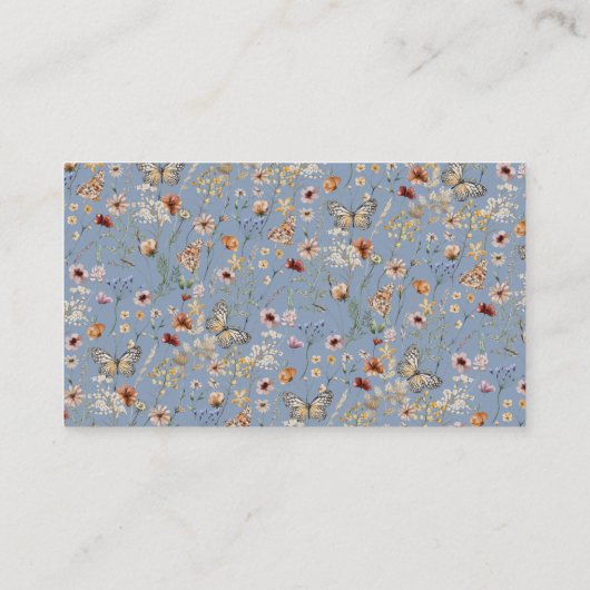 Blue Boho Wildflower Display Douche Informatiekaartje (Achterkant)