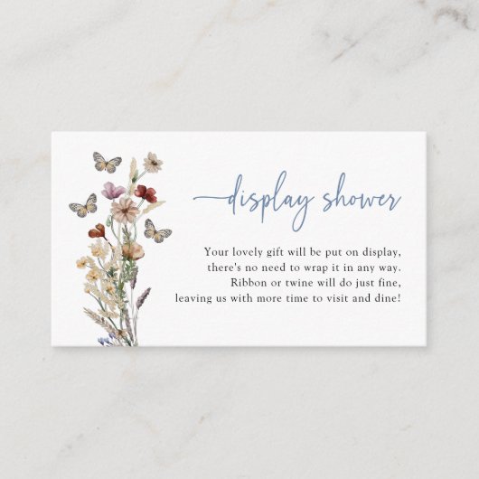 Blue Boho Wildflower Display Douche Informatiekaartje (Voorkant)