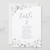Blue Boho Wildflower tafelnummer zitkaart (Voorkant)