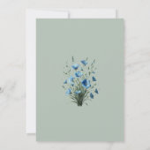 Blue Boho Wildflowers Huwelijksrepetitie en diner Kaart (Achterkant)