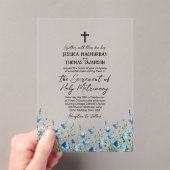 Blue Boho Wildflowers Modern Katholieke bruiloft Acryl Uitnodigingen (Insitu (Draagbaar))