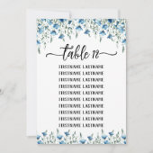Blue Boho Wildflowers Wedding Seating Chart Kaart (Voorkant)