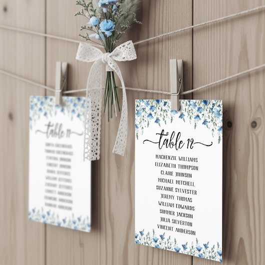 Blue Boho Wildflowers Wedding Seating Chart Kaart