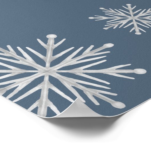 Blue Boho Winter Snow Baby shower Welkom poster (Hoek)