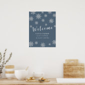 Blue Boho Winter Snow Baby shower Welkom poster (Keuken)