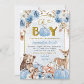 Blue Boho Woodland Herfst Pumpkin Baby shower Kaart (Voorkant)