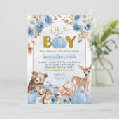 Blue Boho Woodland Herfst Pumpkin Baby shower Kaart (Staand voorkant)