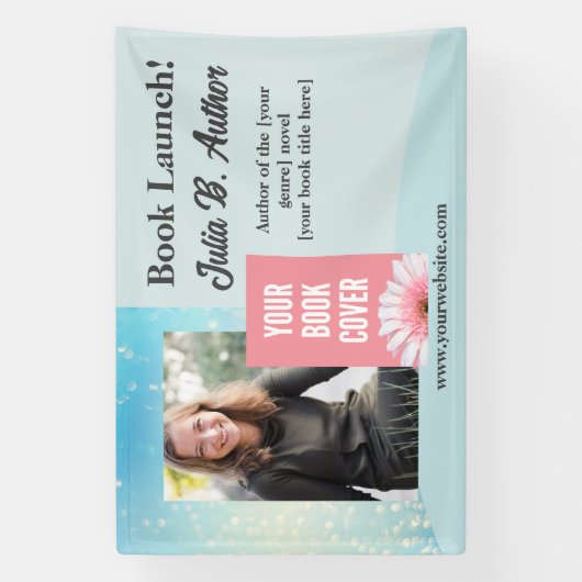 Blue Bokeh Auteur Boek Lancering Uitnodiging Spandoek (Verticaal)