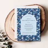 Blue Bokeh Background Arch For Him 50th Birthday Kaart