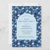Blue Bokeh Background Arch For Him 50th Birthday Kaart (Voorkant)