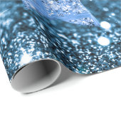 Blue Bokeh Faux Glitter & Stars Cadeaupapier (Rol Hoek)