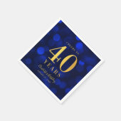 Blue Bokeh Faux Gold Proost 40 Jaar Verjaardag Servet (Hoek)