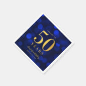Blue Bokeh Faux Gold Proost 50 Jaar Verjaardag Servet (Hoek)