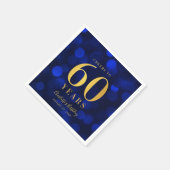 Blue Bokeh Faux Gold Proost 60 Jaar Verjaardag Servet (Hoek)