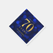 Blue Bokeh Faux Gold Proost op 70 Jaar Verjaardag Servet (Hoek)