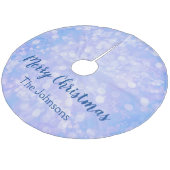 Blue Bokeh Fleece Kerstboom Rok (Gekanteld)