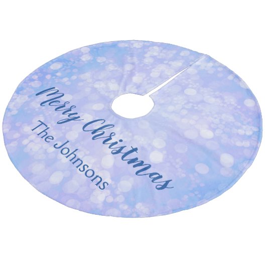 Blue Bokeh Fleece Kerstboom Rok (Gekanteld)